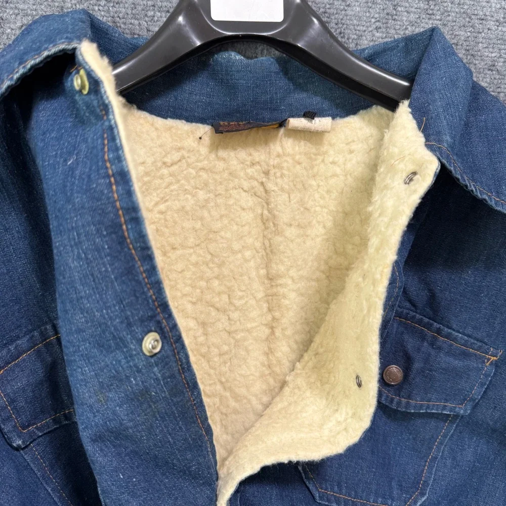 Vintage REDWOOD‎ XLT Sherpa Lined Denim Jacket Workwear Faded Blue Heavyweight